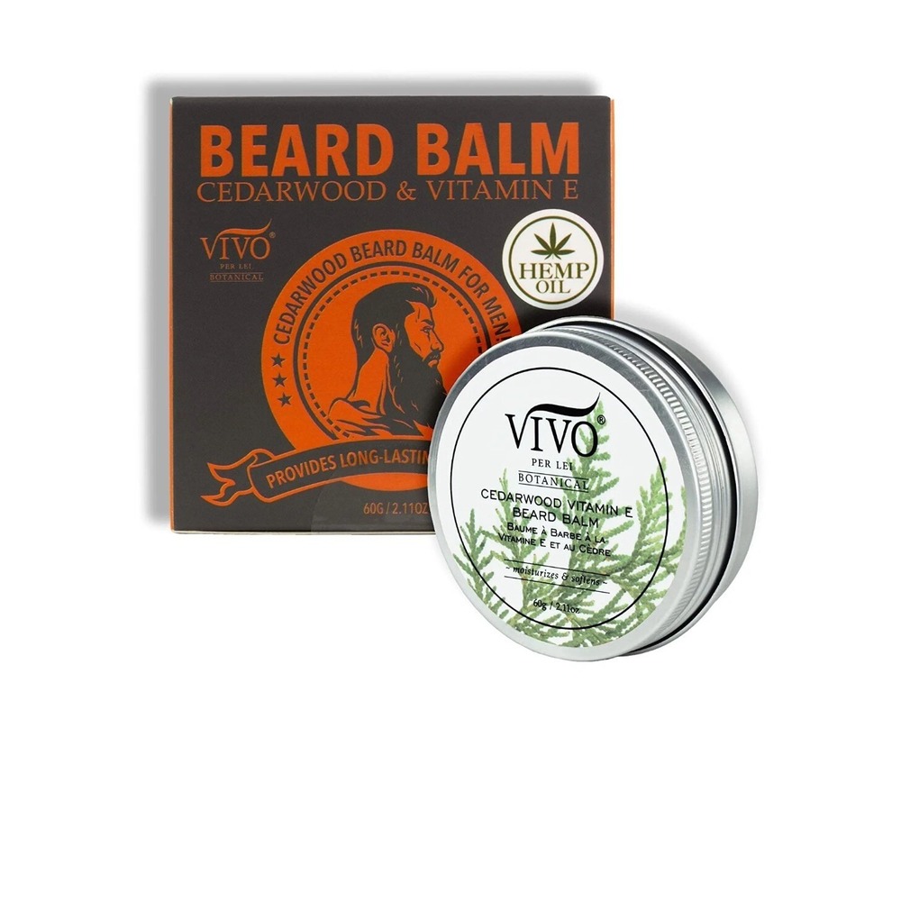 Vivo Per Lei Beard Balm Hemp Oil Cedarwood Vitamin E 2.11 oz Mens Gift New